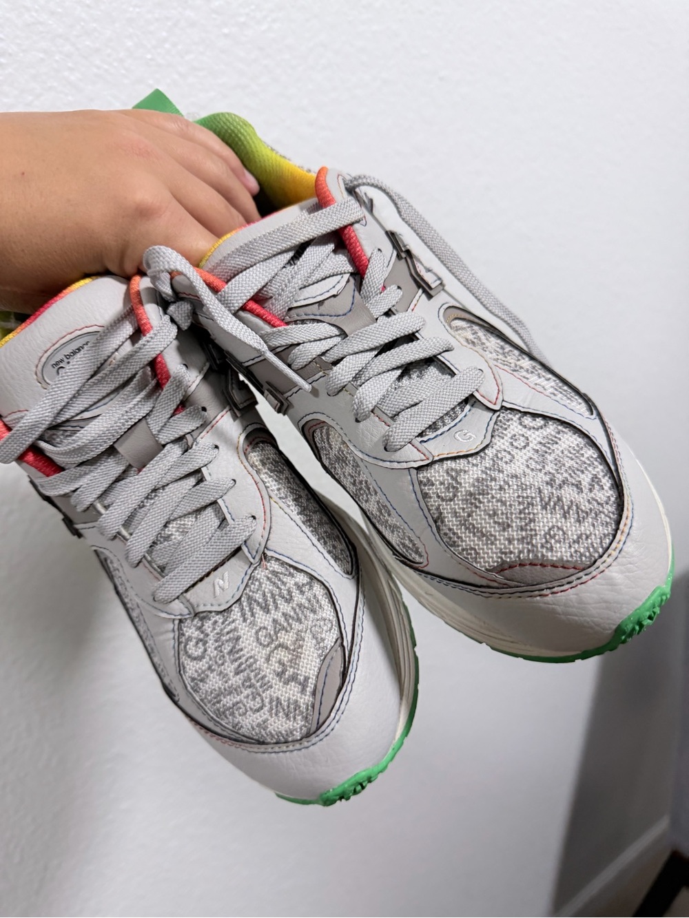 New Balance x ganni 2002R Light Gray with Green Accents - Picture 6 of 8